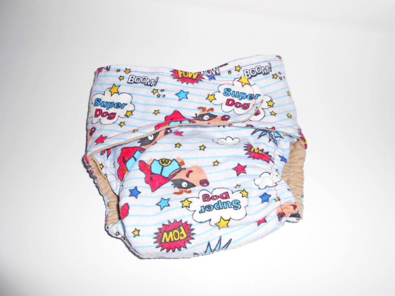 Fitted Diaper - Flannel OS Super Dog