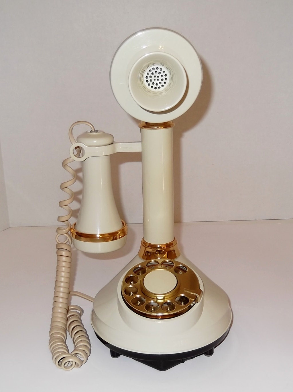 Vintage Candlestick Rotary Dial Phone 1973 / Cottage Chic