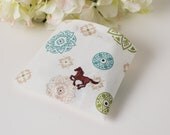 Small fabric organizer pouch with embroidered horse silhouette