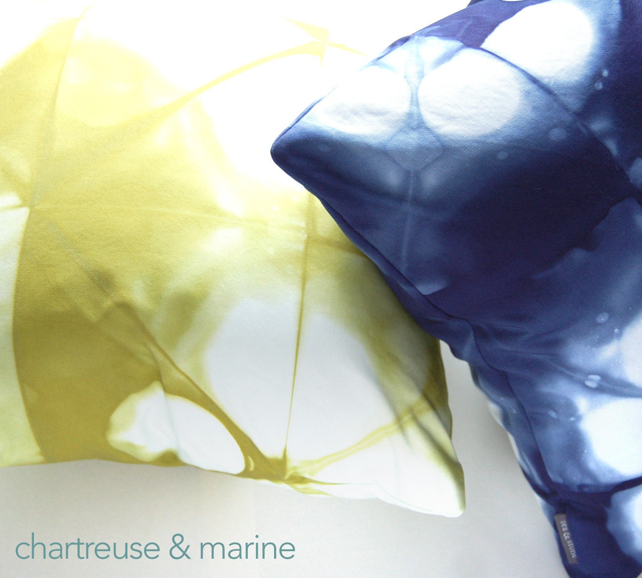 16x16 - CHOOSE your own colours - Two organic cotton shibori pillow covers