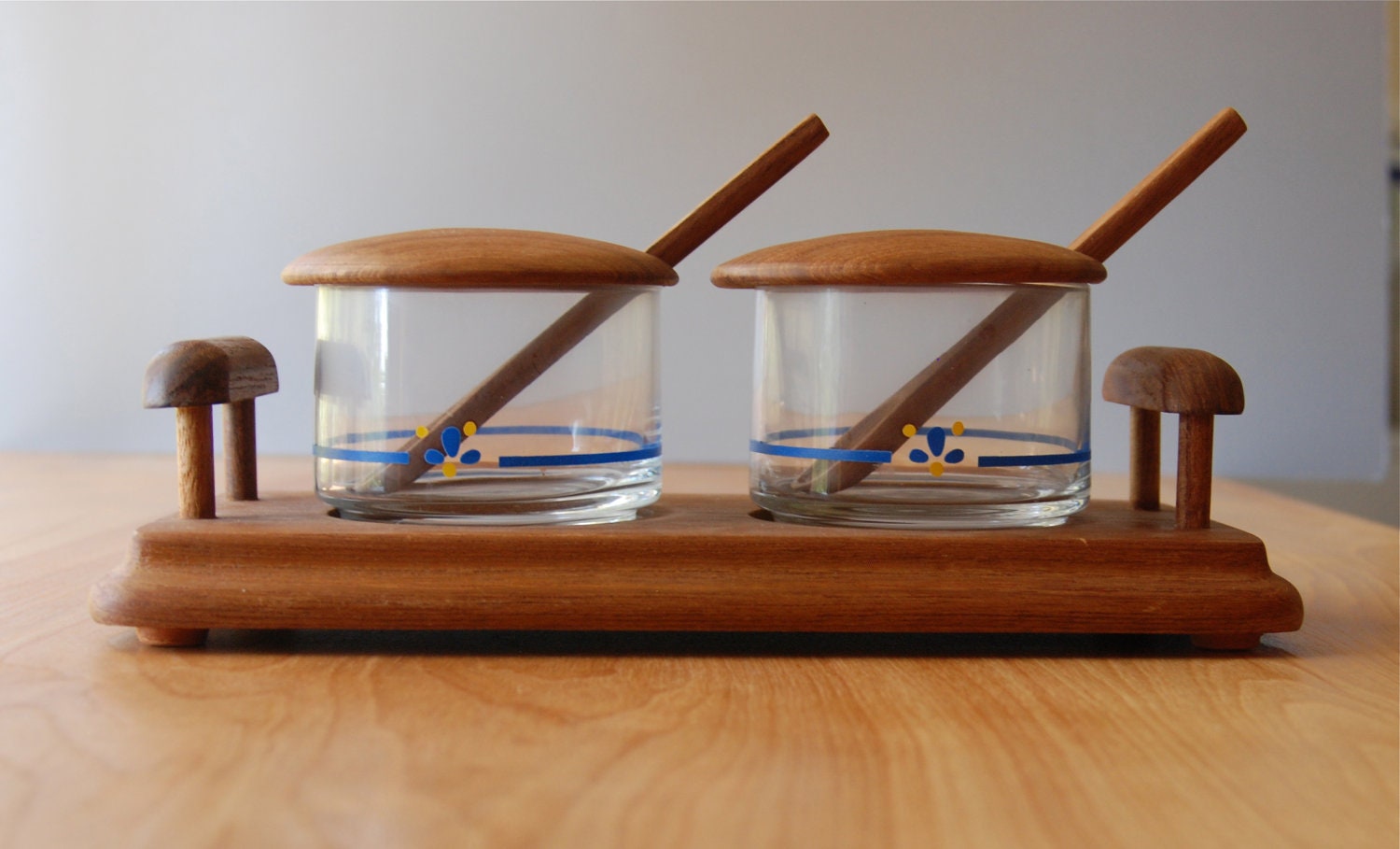 Vintage Condiment or Sauce Tray by Goodwood - Teak and Glass