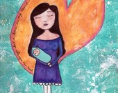 Mother and Baby 8" x 12" Fine Art Print - "In My Heart" - Pregnancy & Adoption Art, Baby Shower or Mother's Day Gift, Wall Art Decor