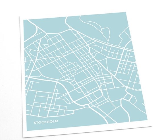 Stockholm City Map Art Print / Sweden Poster Custom Modern Artwork / 8x10 Digital Print / Choose your color