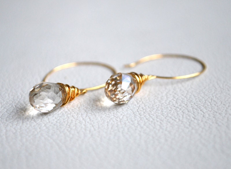 Crystal Quartz Earrings - Simple earrings - Classy earrings - Bridal earrings - weddings