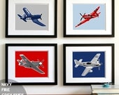 kids wall art - airplane nursery art - WW 2, vintage airplanes -, art for boys childrens wall art, boys nursery art