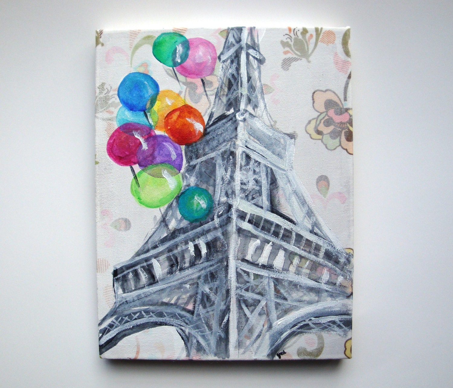 Eiffel tower painting paris acrylic painting paris france decor balloons parisienne