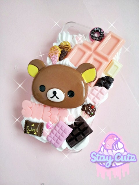 CUSTOM MADE - Rilakkuma & Chocolate decoden case for iPhone 4/5, Samsung, HTC, Android, iPod, Nintendo