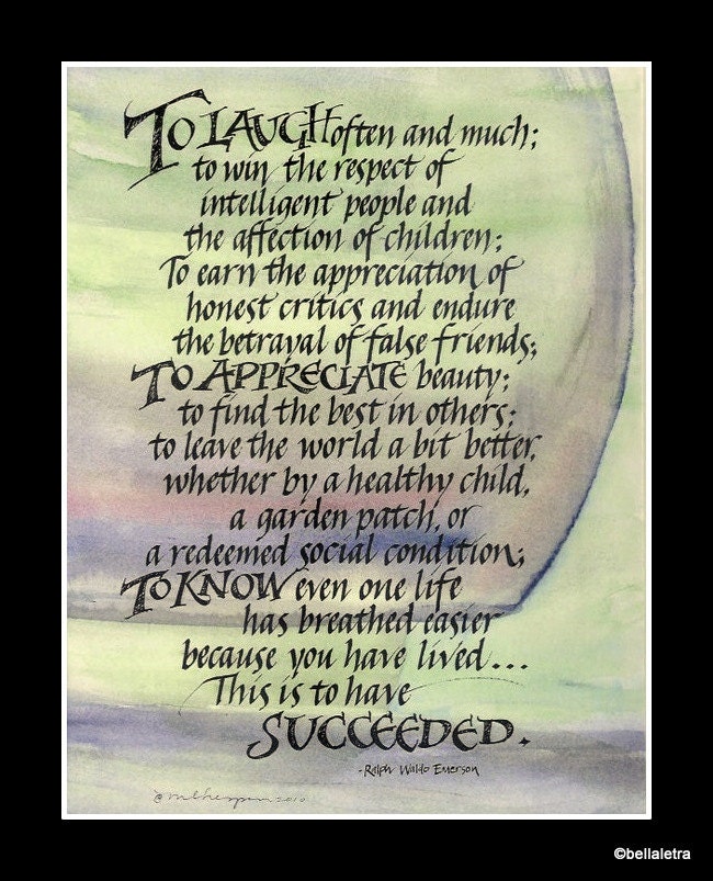to laugh  quotation  matted calligraphy print