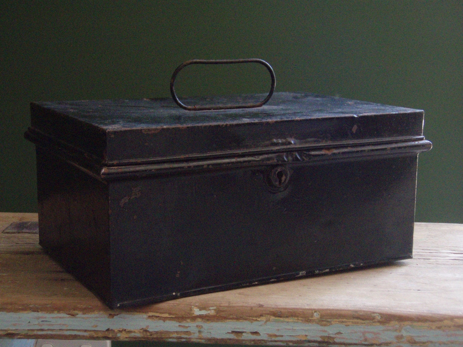 Vintage Metal Large Cash Box - Rustic Storage