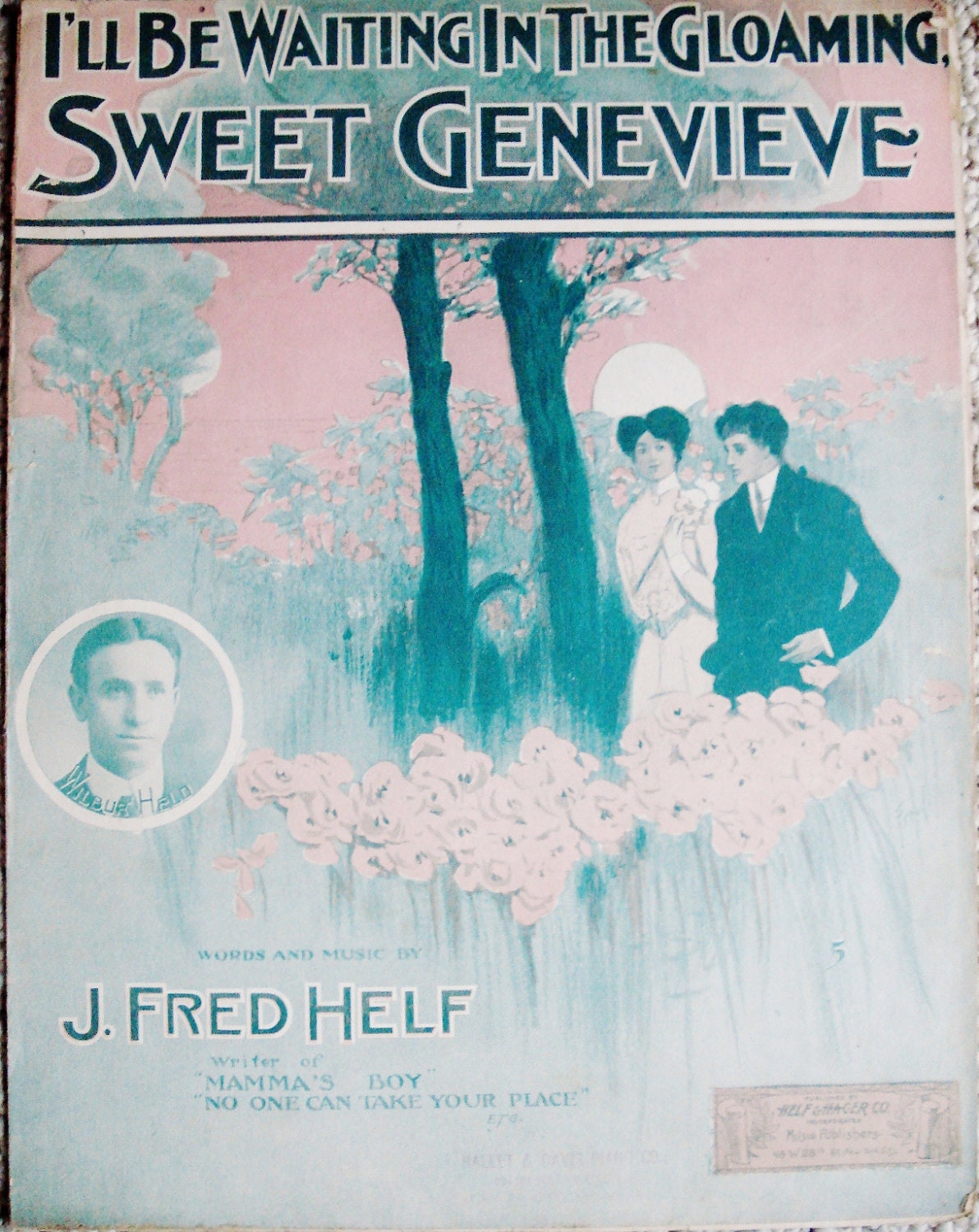Antique Sheet Music I'll Be Waiting in the Gloaming, Sweet Genevieve 1905