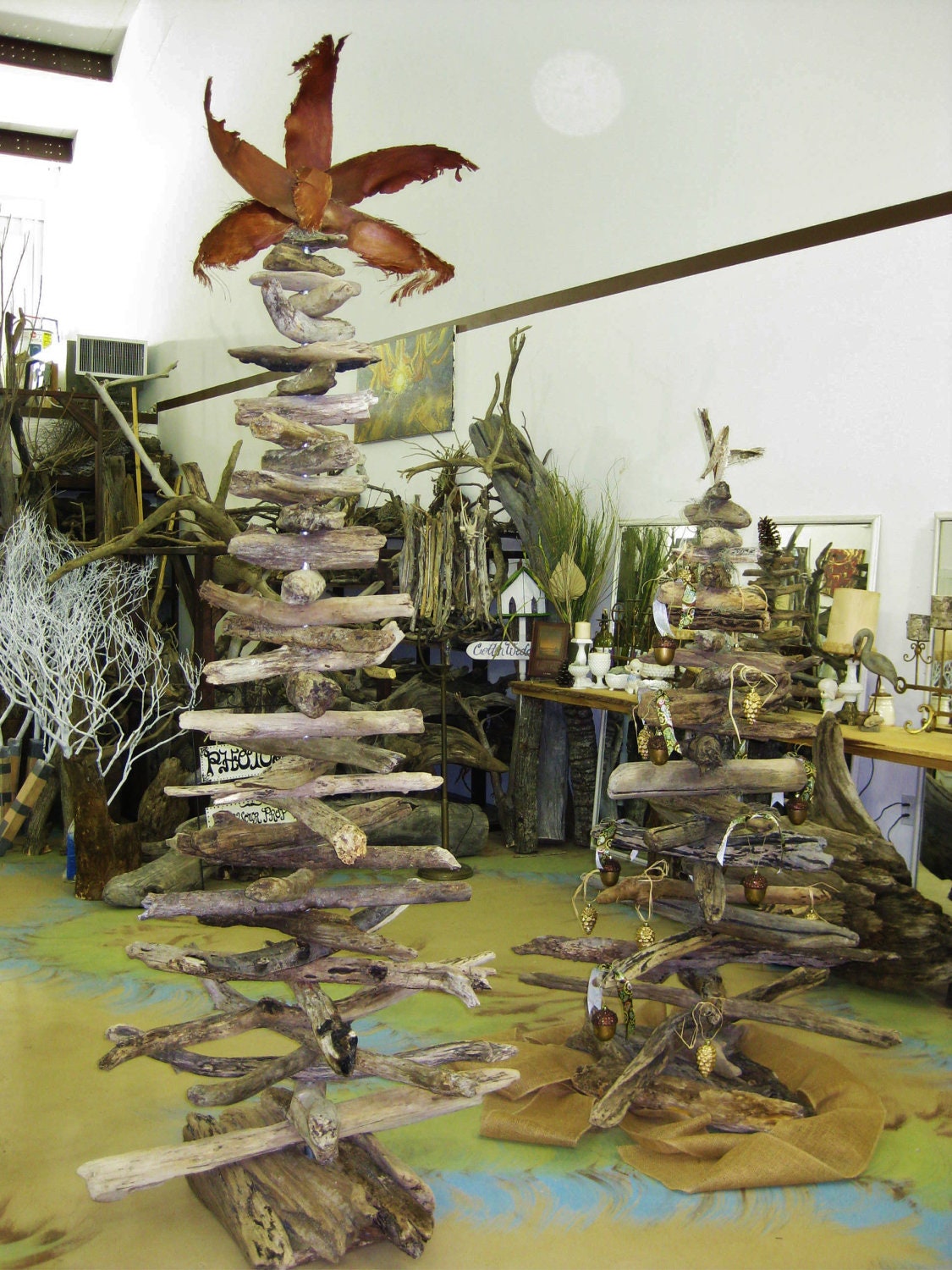 Driftwood Tree 8' feet tall x 3' at base, Star & Natural Reindeer Moss Included. Custom orders welcome