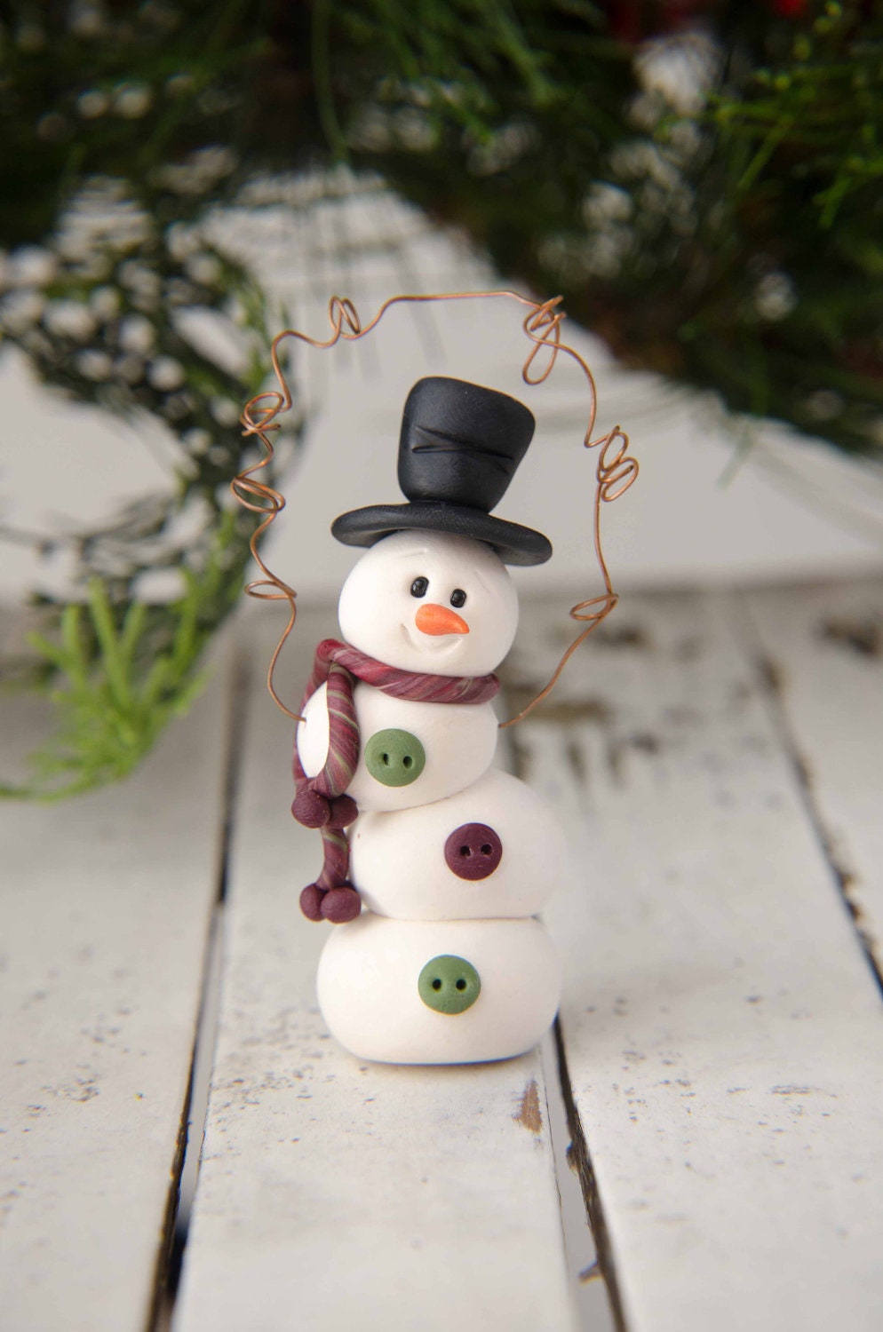 Topsy-Turvy Clay Snowman Ornament by Creative Contours