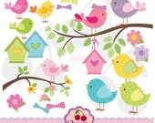 Little Birds clipart digital set  for-Personal and Commercial Use-paper crafts,card making,scrapbooking,web design