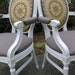 French Louis Golden Yellow Arm Chairs Medalion Upholstered Painted White Shabby Modern Chic