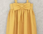 Mustard Yellow Big Bow Dress, Baby and Toddler Girl dress,