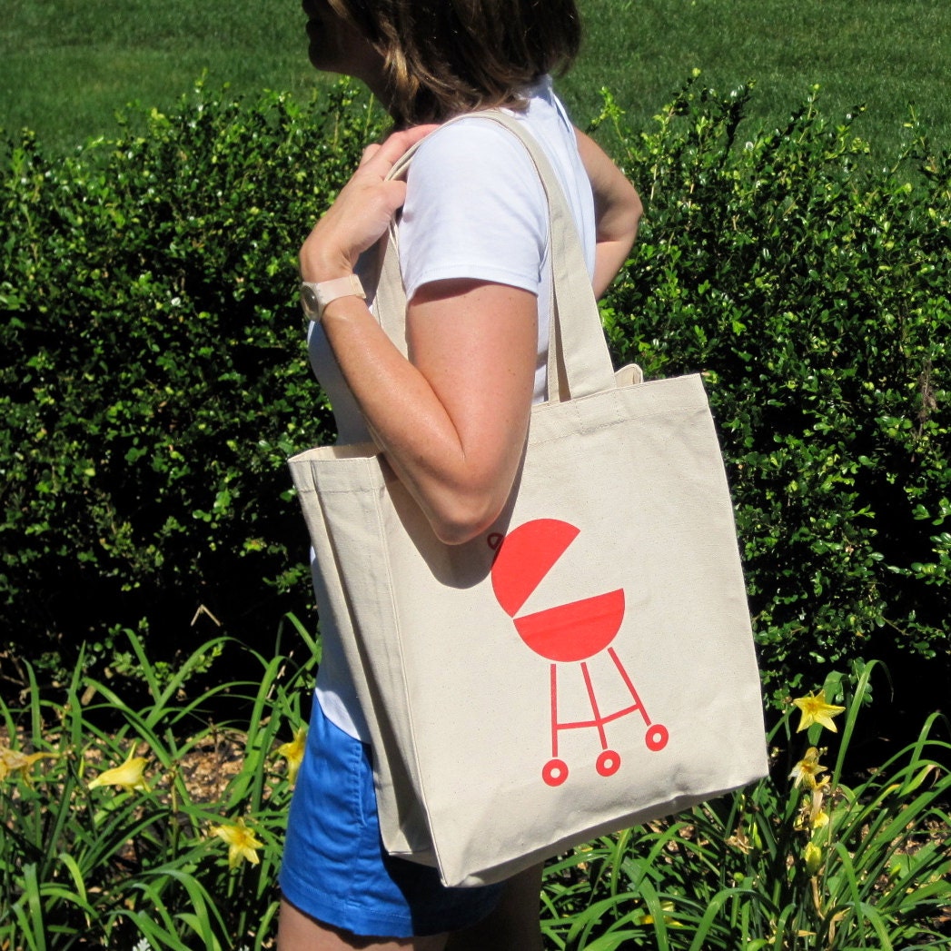 SALE - Recycled Cotton Canvas Tote - BBQ