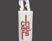 Recycled Cotton Canvas Wine Bag - Cheers, Red