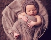 Neutral Baby Bonnet for Newborn Boys or Girls / Newborn Photo Prop / Photography Props / Pixie Hat for Newborn Photography / Knit Baby Hat - cherlynnephotography