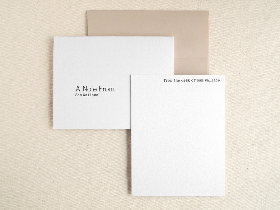 Letterpress Stationery Gift Set - 10 Folded and 20 Flat Notes - Custom Printed - Editor