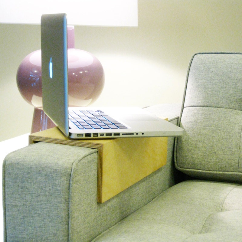 Couch Arm Wrap - PLYWOOD reclaimed wood arm drink rest table for couch / sofa