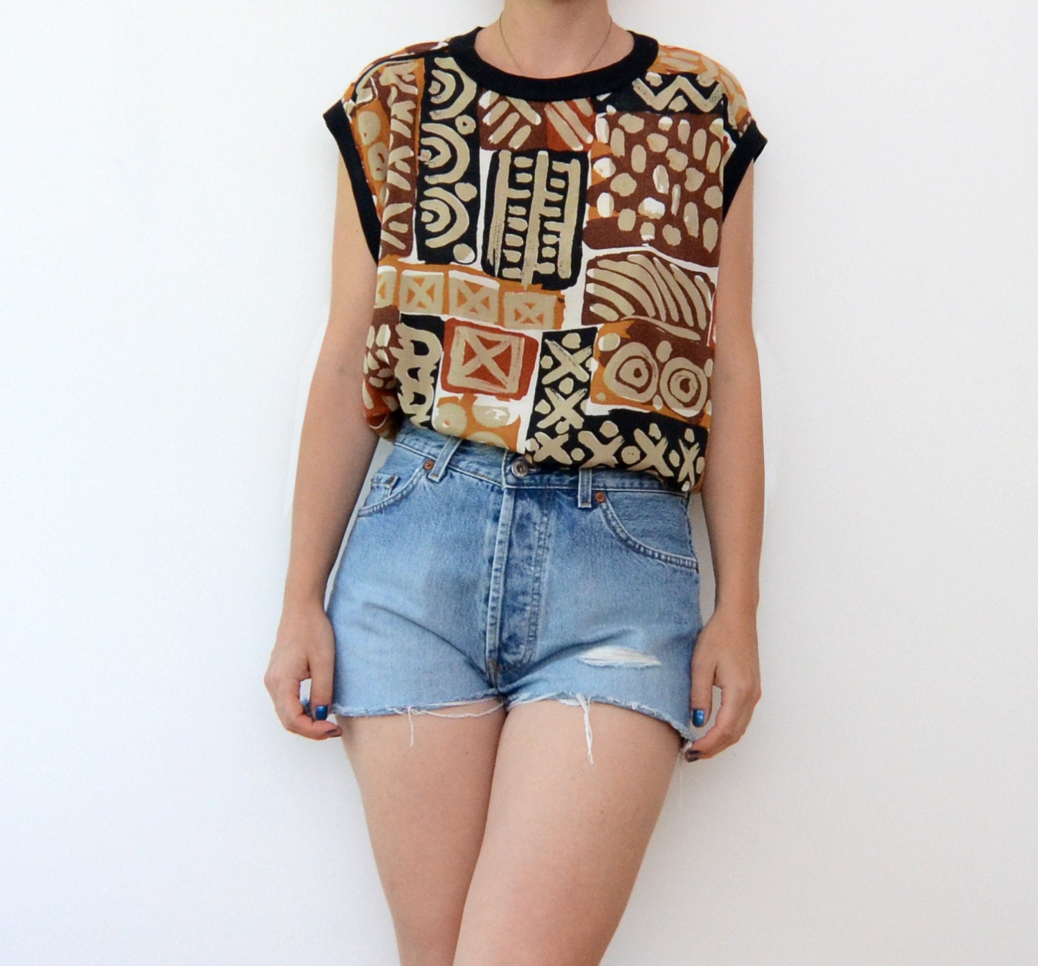 Vintage tribal silky tank top