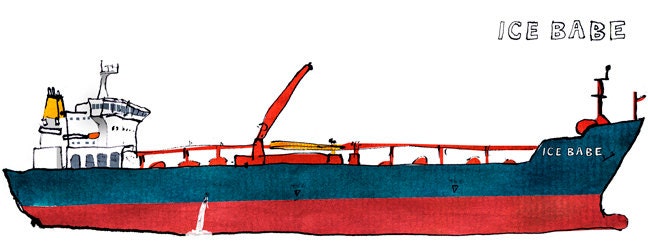 crude oil tanker Ice Base: ship print / nautical illustration