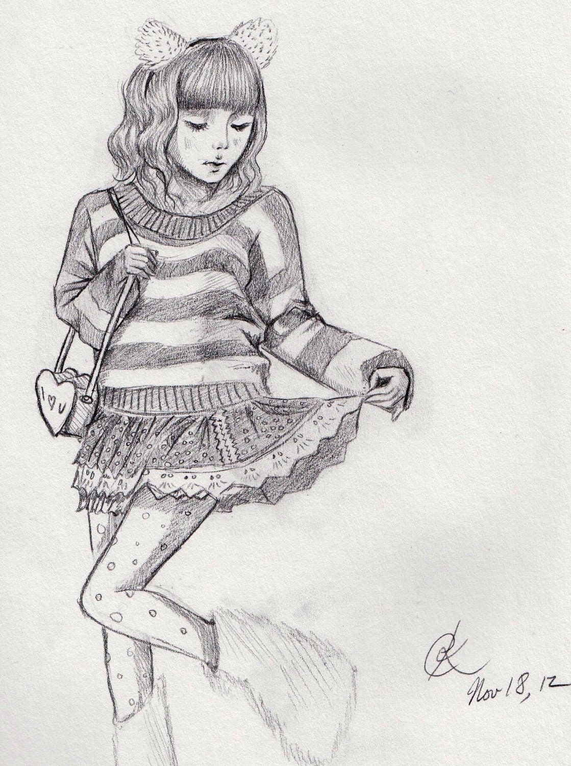 cute girl original drawing