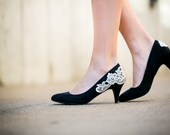 Black Pumps - Black Pumps/Black Heels with Ivory Lace. US Size 6.5