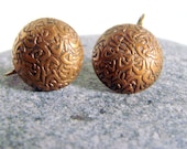 Antique Brass-toned Button Earrings