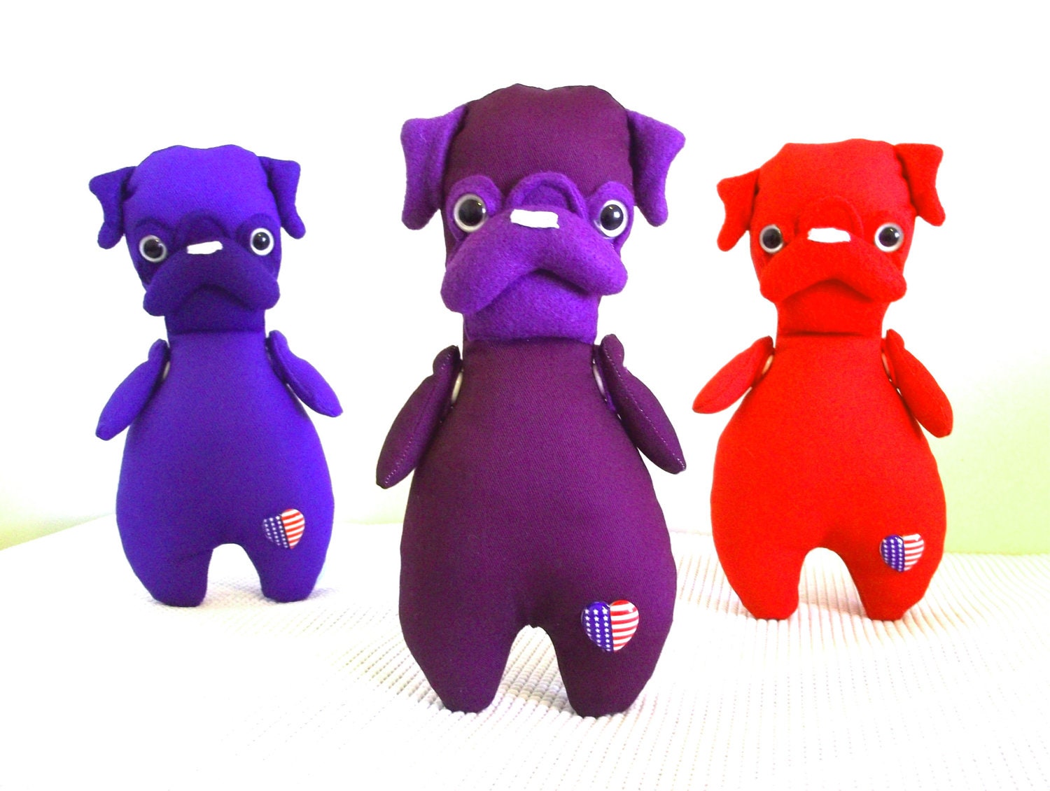 miniature Mon Cher Pug  POLITICAL (blue, red, american, politics, independent, democrat, republican, pug, pug doll, miniature) pug doll
