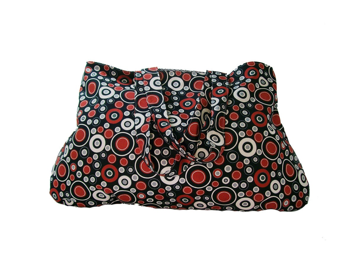 Hobo Purse, Handbag -- Red & Black Circles