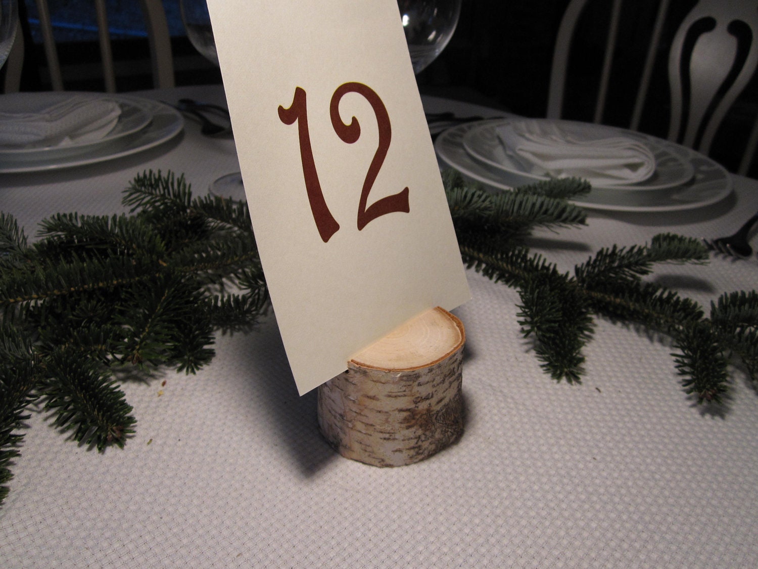 Set of Ten (10) White Birch Table Number Holders