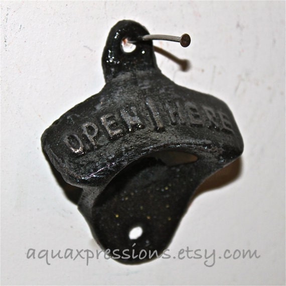 Ebony Black Bottle Opener /Cast Iron /Vintage, Retro Feel /Kitchen, Man-cave, Game Room, Patio, Hangout /Metal Wall Decor