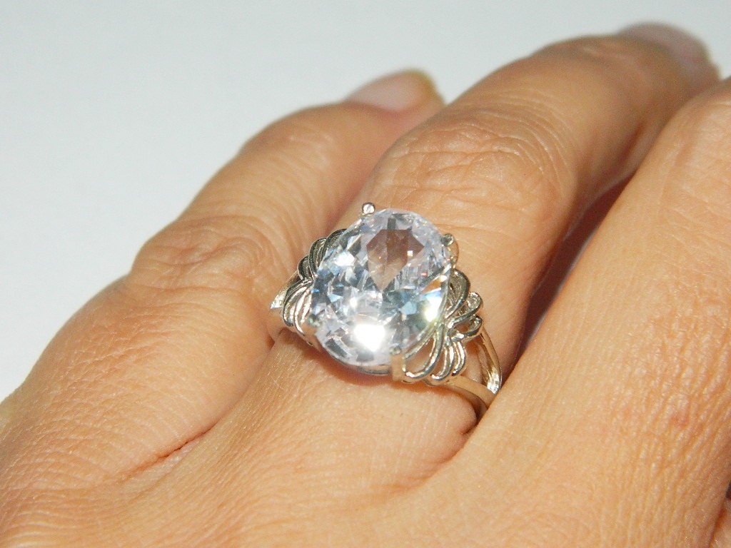 Sale- Birthstone ring white diamond CZ