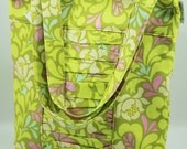 Ruffled Tote- Amy Butler Pop Garden Sway in Lime