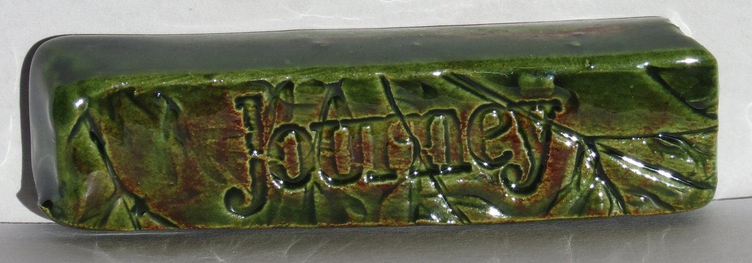 JOURNEY - Ceramic Nature Tile - EVERGREEN Art Glaze - Inspirational Art Piece