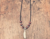 Tribal Necklace - Feather Charm - Unisex Jewelry