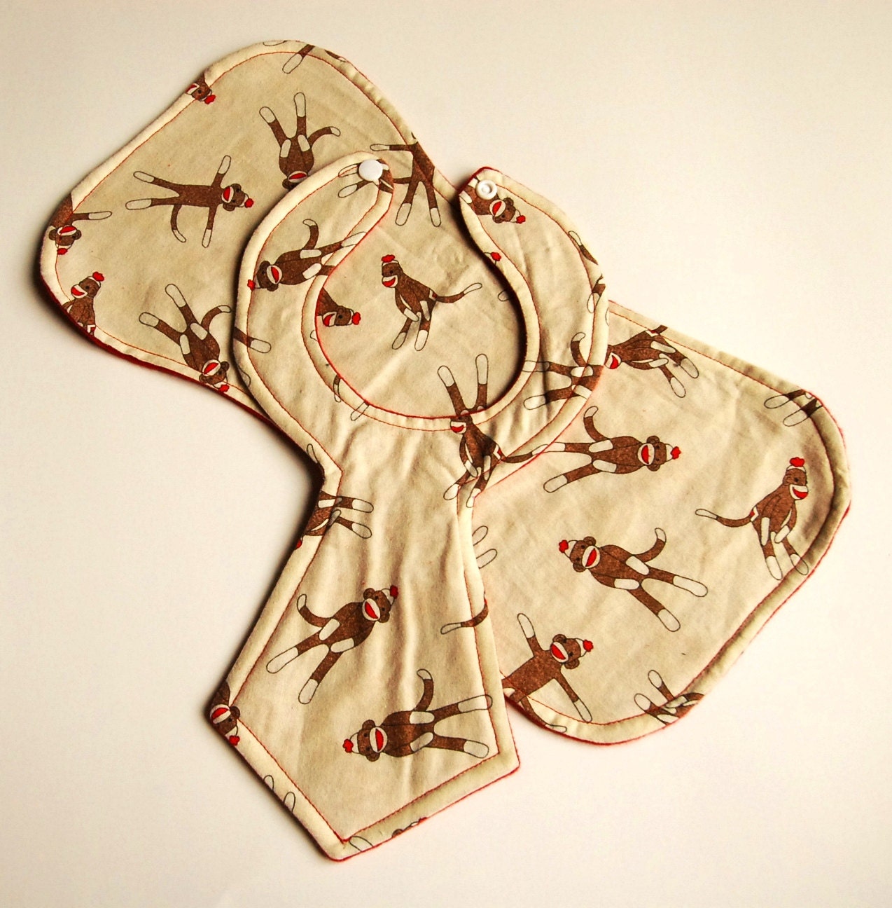 Sock Monkey Baby Necktie Bib and Burpie Set