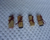 Set of Wine Cork Refrigerator Magnets made of Upcycled Wine Corks and Maroon Ribbon (set of 4)