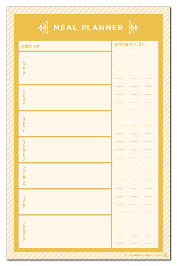 Meal Planner Note Pad