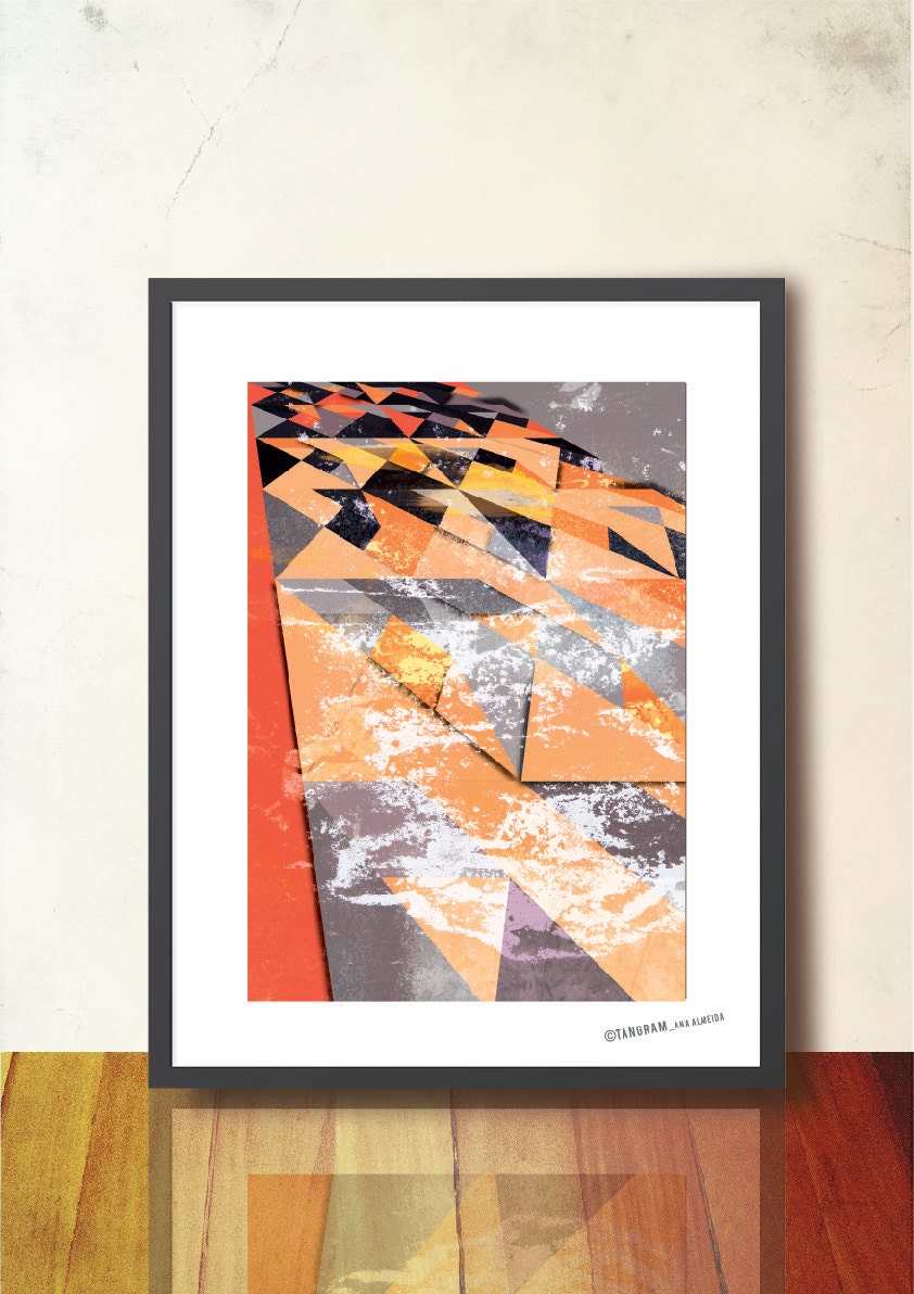 Abstract Geometric Poster, Geometric Tangram Fall Winter Wall Decor A3 Art Print Illustration - Home & Office Decor. Geometric Wall Art