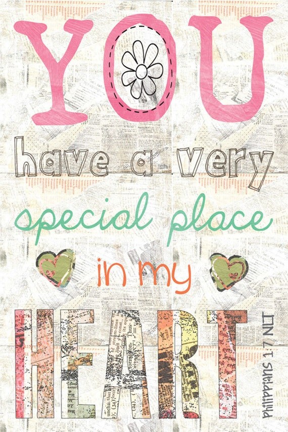 Scripture Art, Bible Verse Art, Faith Based Art, Philippians 1:7 NLT, 10x15 art print on wood