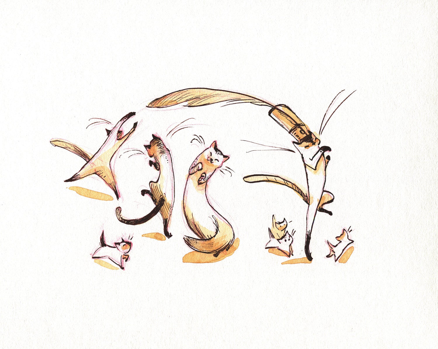 Cat Parade SMALL 8.5x11 Art Print