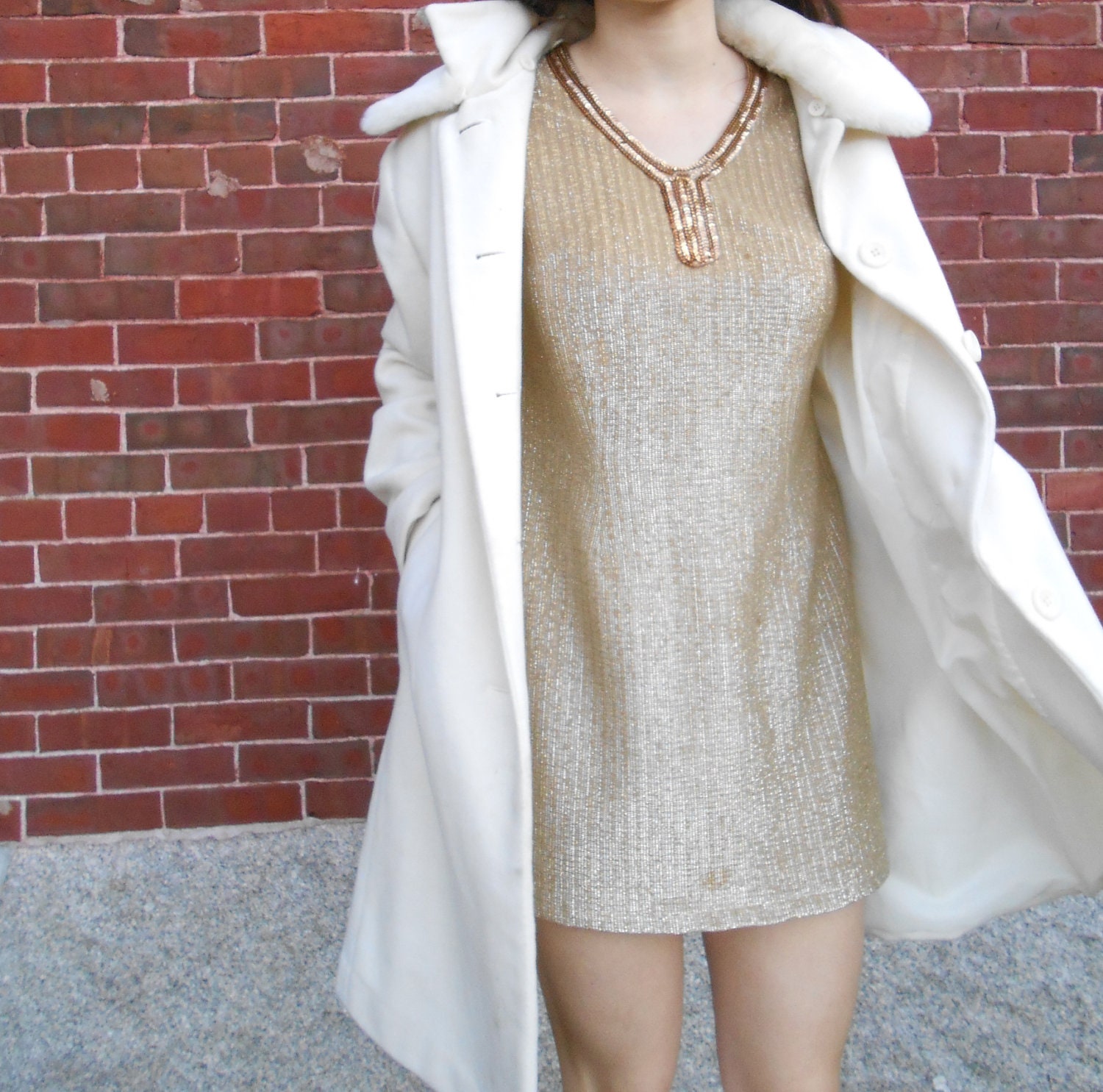 Vintage 60's Gold Mini Mod Dress