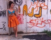 Mango Orange Full Circle Skirt - Mad men Fashion Skirt
