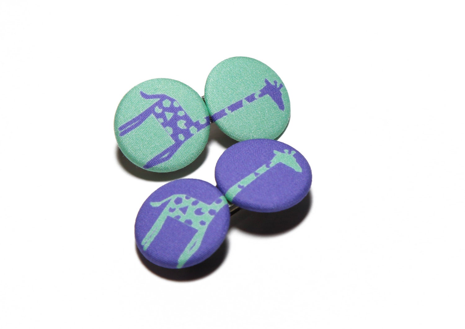 Giraffe Hair Clips in Mint & Periwinkle