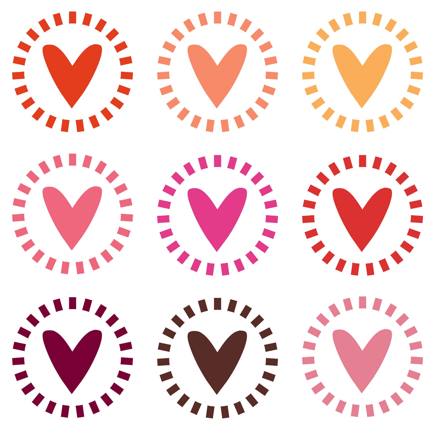 INSTANT DOWNLOAD // Digital Scrapbook Clip Art // Mother's Day Hearts // Red, Pink, Orange // 9 pieces // png files // 300 DPI Il_170x135