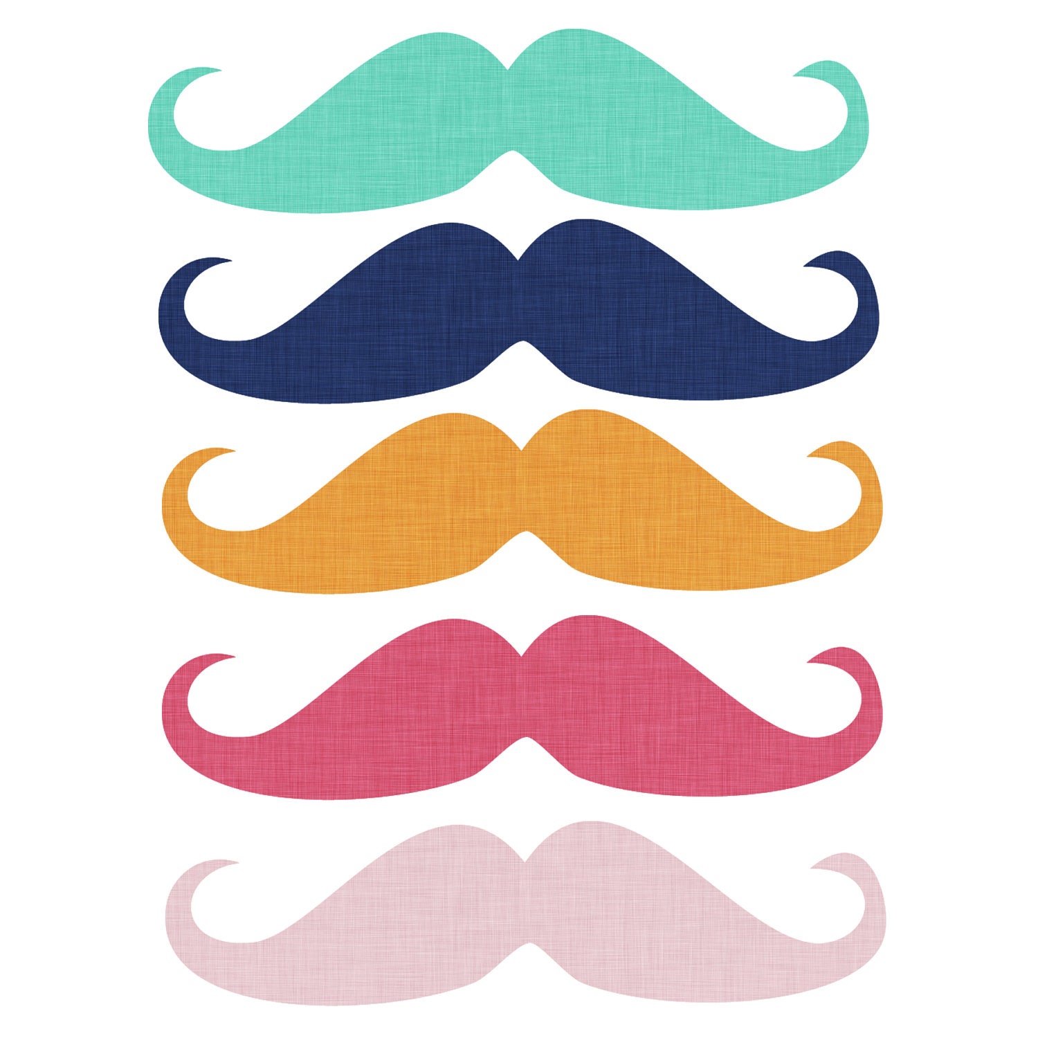 INSTANT DOWNLOAD // Digital Clip Art // Digital Texture // Green, Blue, Yellow, Pink Moustaches // Personal and Commercial Use Il_170x135