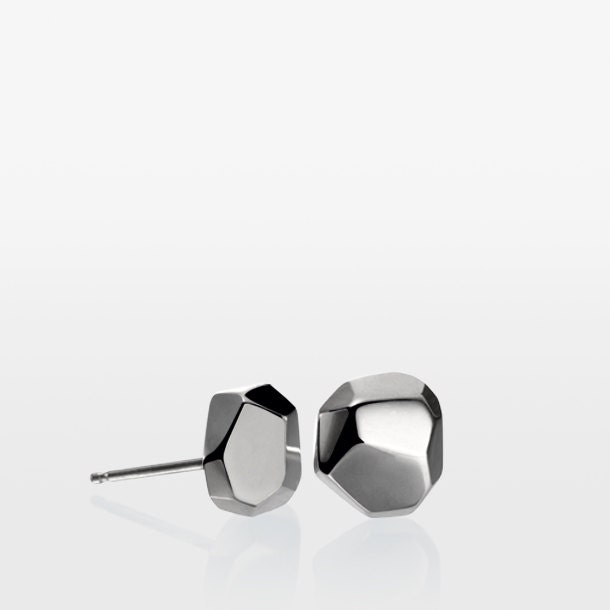 Facets Stud Earrings - Silver