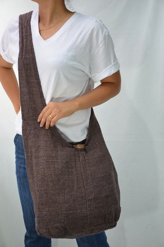 Coco Brown Hand Woven Cotton Hippie Hobo Sling by Dollypun on Etsy